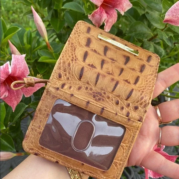 BRAHMIN MINI KEY COGNAC COLLODI MELBOURNE Genuine LEATHER BI FOLD MINI WALLET ID - Picture 9 of 12